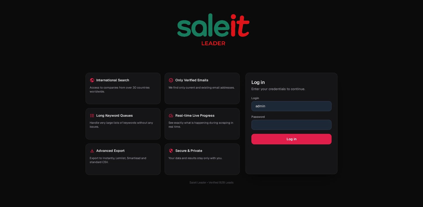 Saleit Leader 3.0 — zbieraj adresy email z całego świata