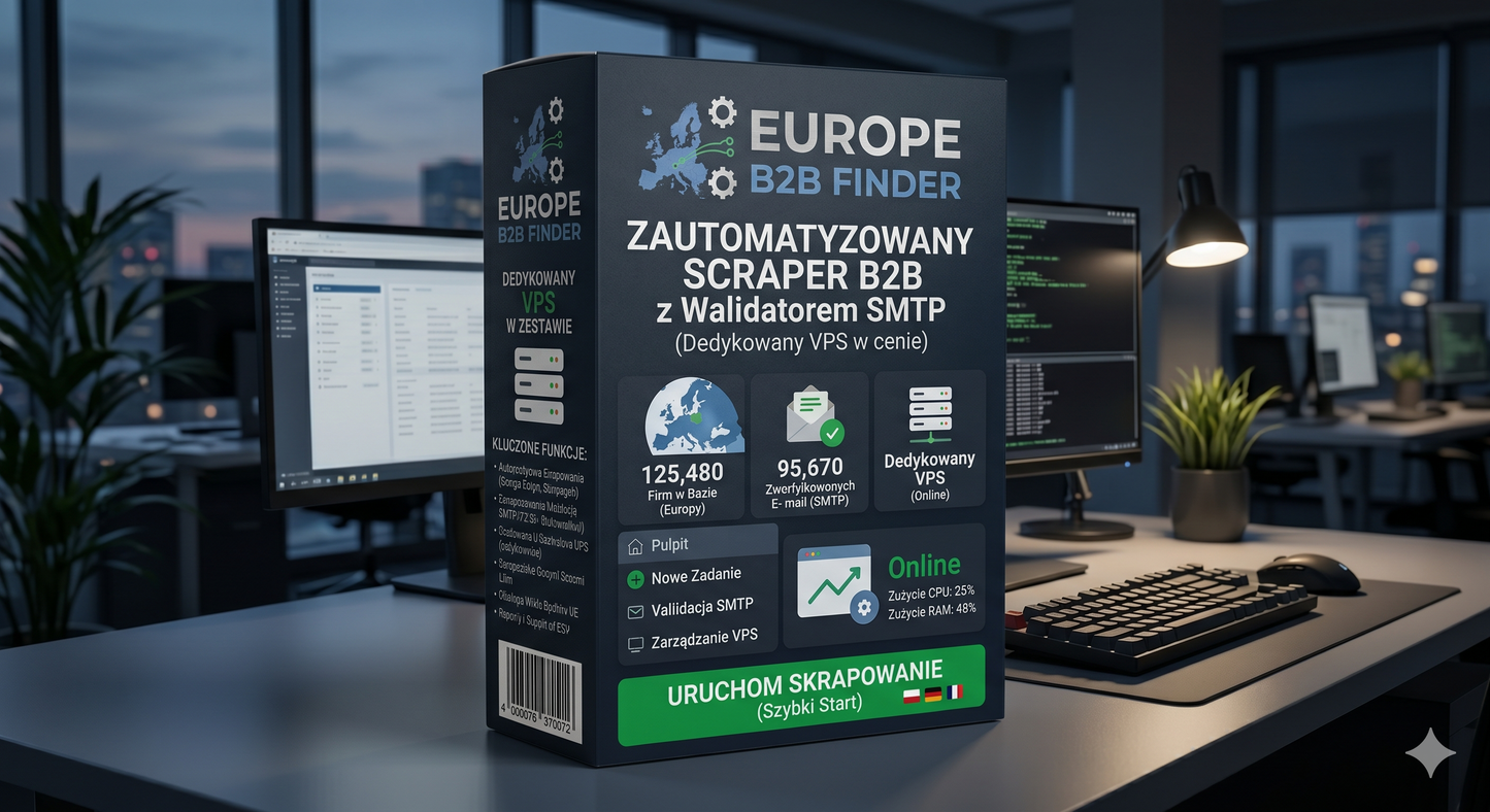 Europe B2B Finder – Zautomatyzowany Scraper B2B z Walidatorem SMTP (Dedykowany VPS w cenie)
