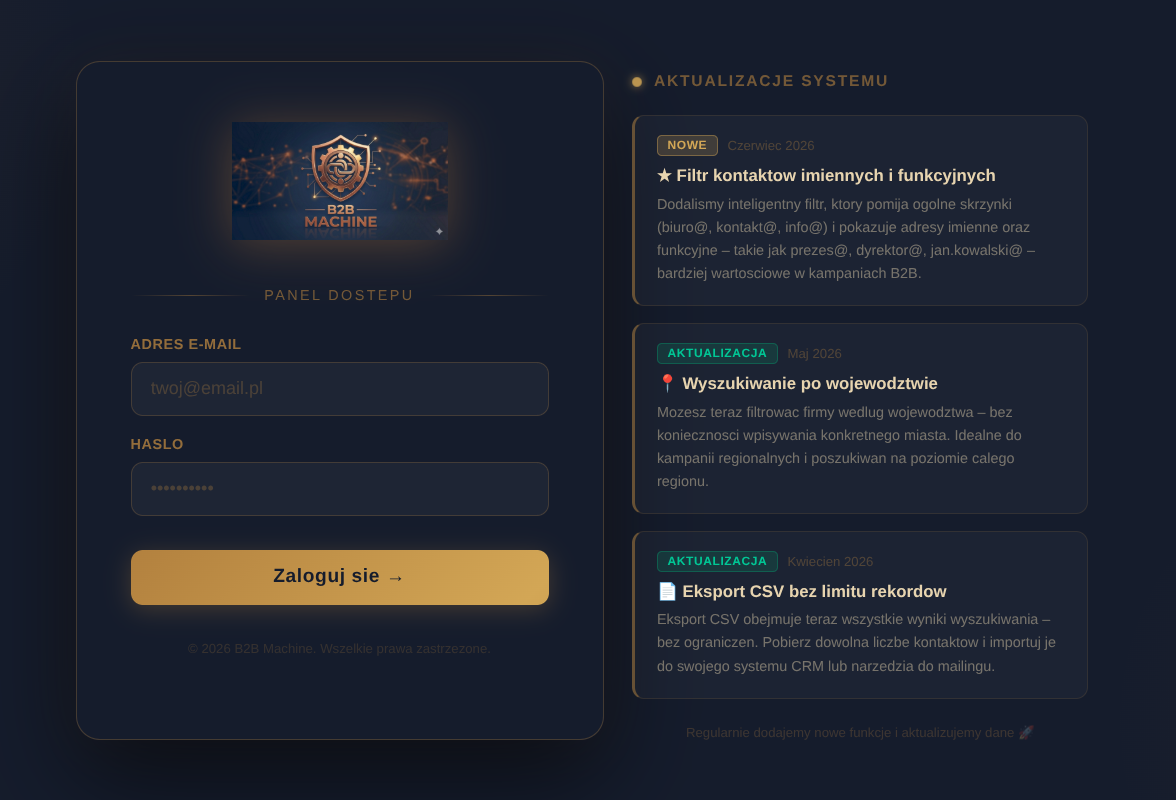 B2B Machine – Aplikacja Webowa do Wyszukiwania i Generowania Leadów